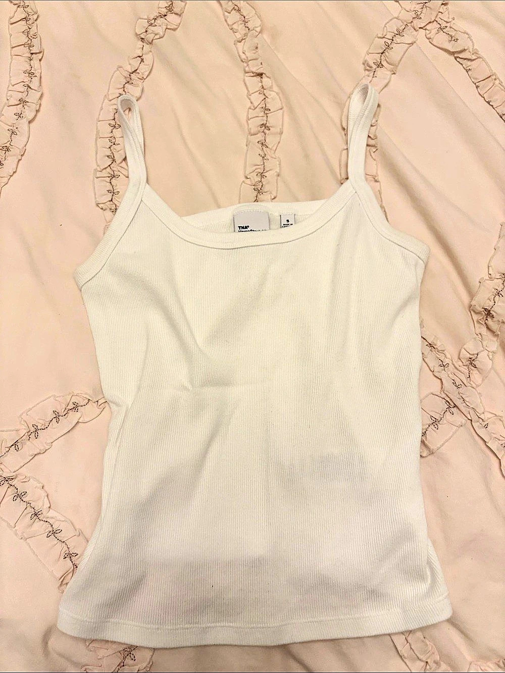 Tna Homestretch Scoopneck Tank White Ribbed Top